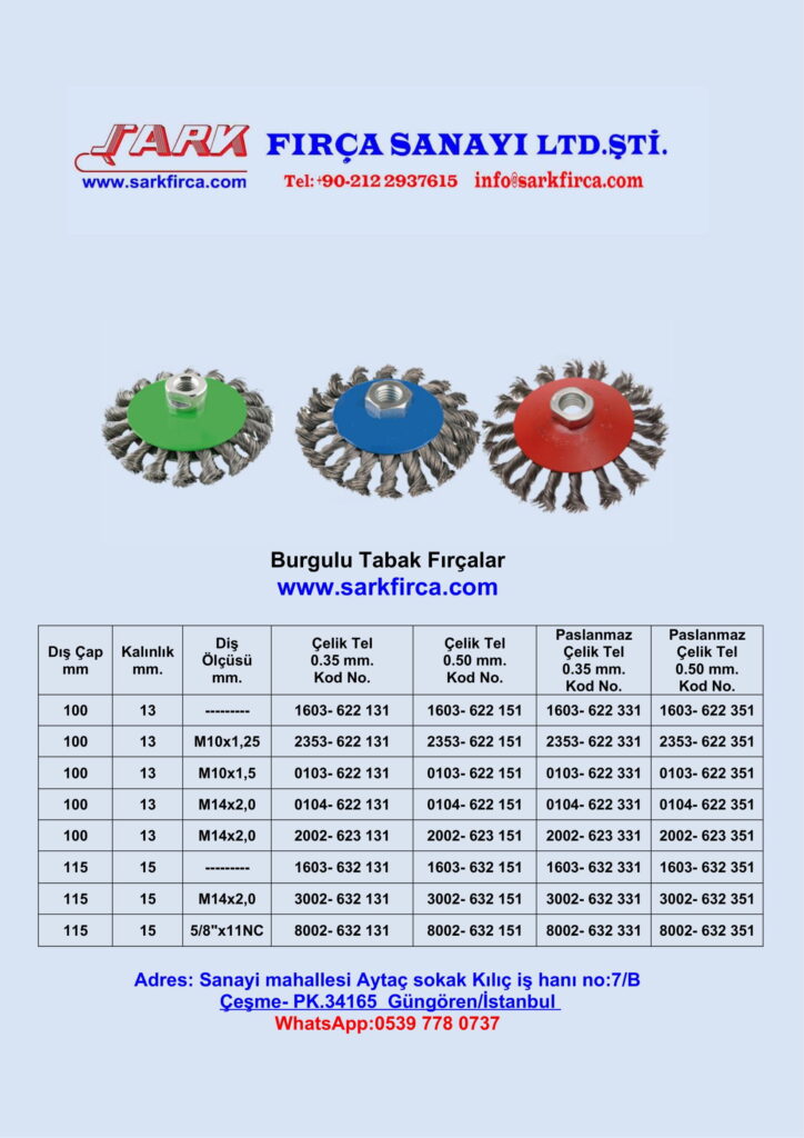 Vidalı burgulu tabak Fırça