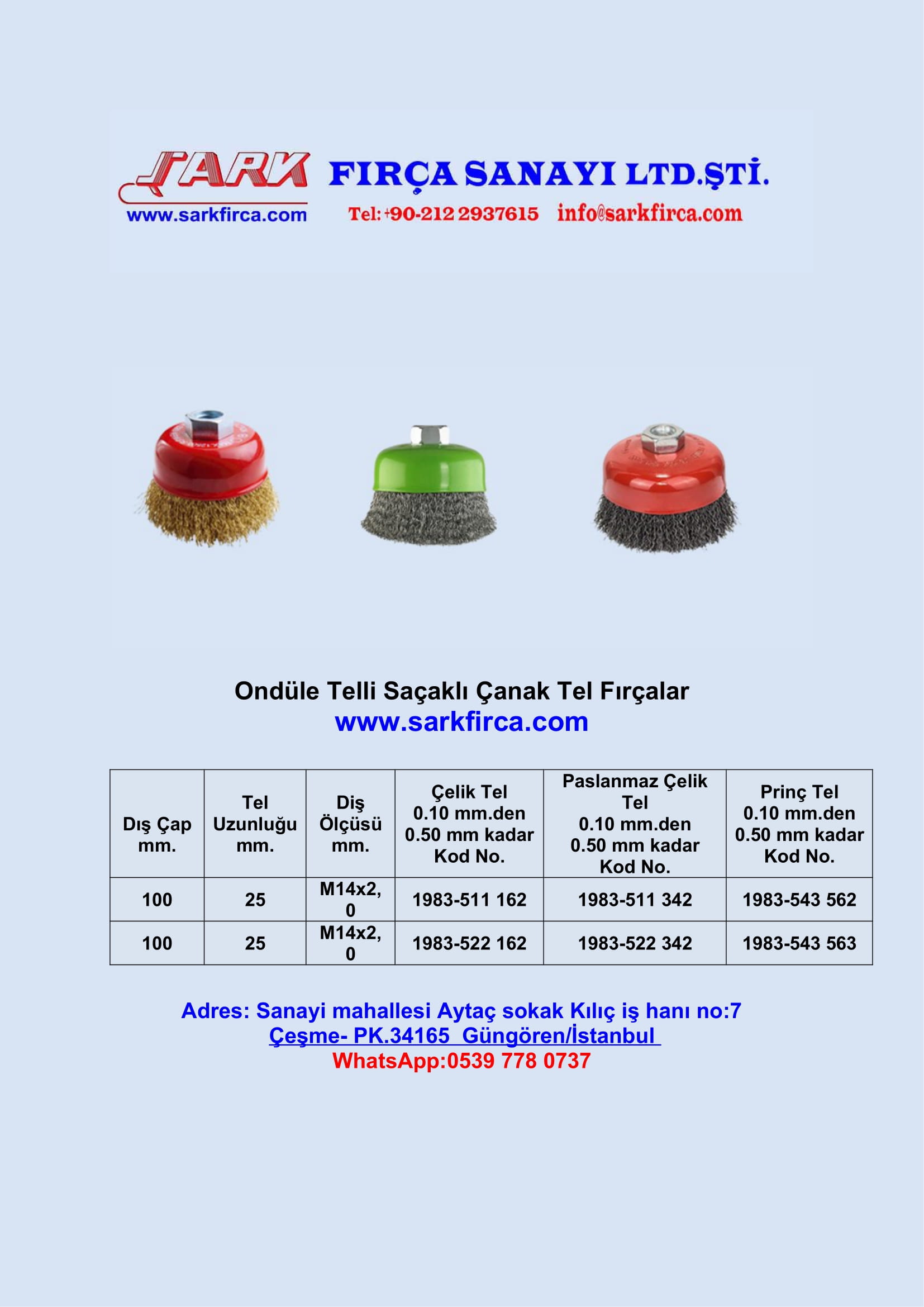 rSaçaklı Çanak Tel Fırçalar- Şark Fırça Sanayi Ltd. Şti